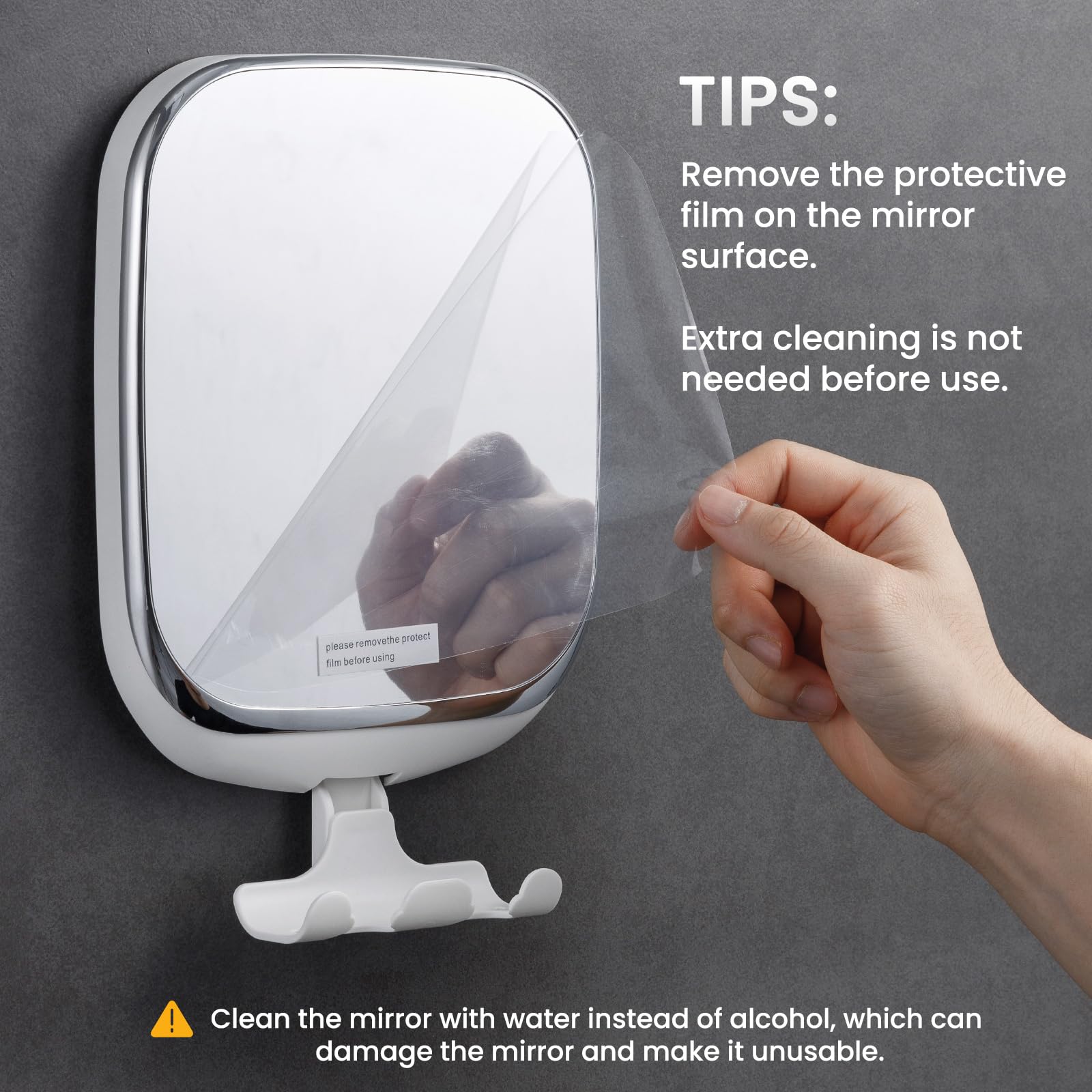 TAILI Nice Series Fogless Shower Shaving Mirror – No-Drill Suction Wall Mount