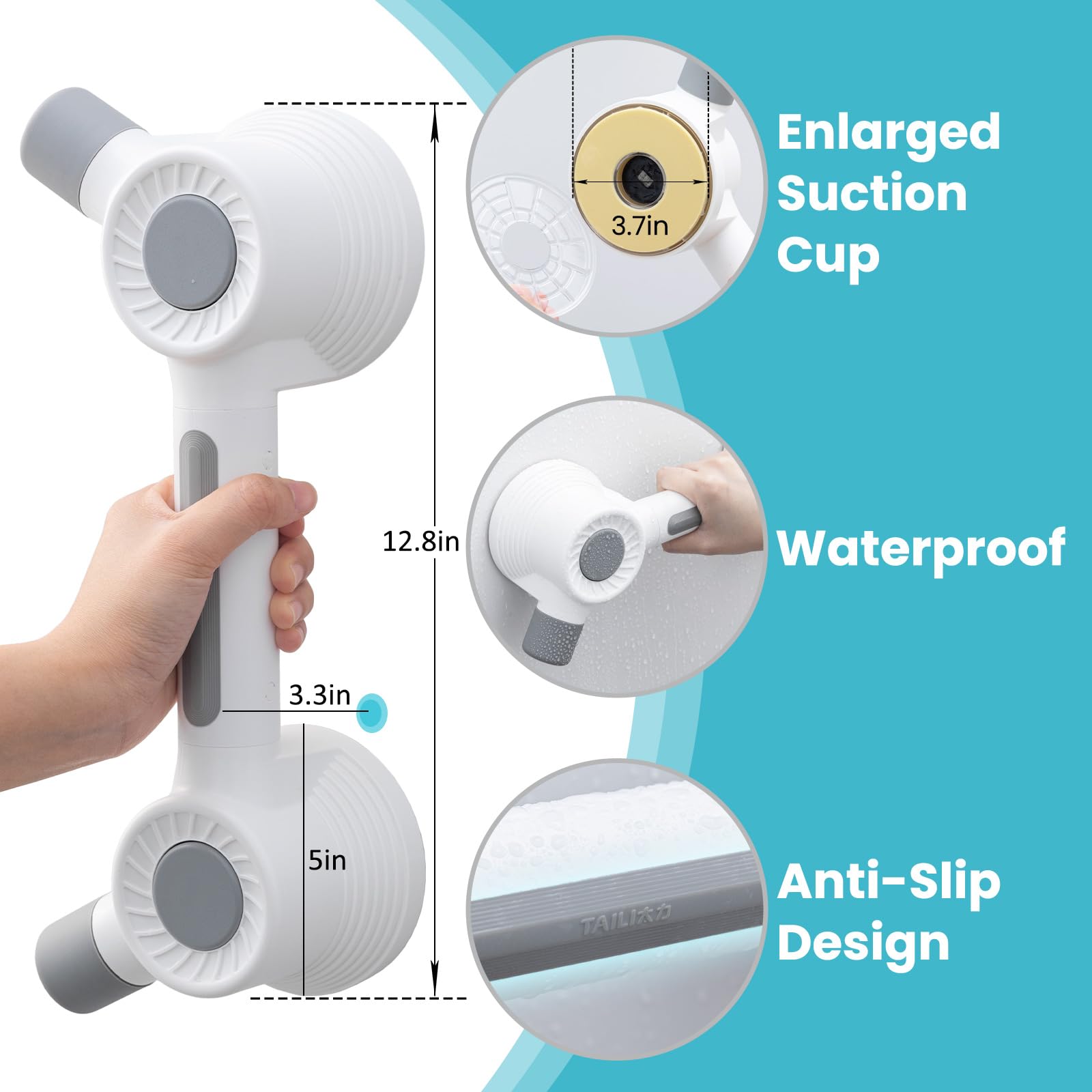 TAILI Space Series Adhesive Shower Grab Bar – Drill-Free Bathroom Safety Support