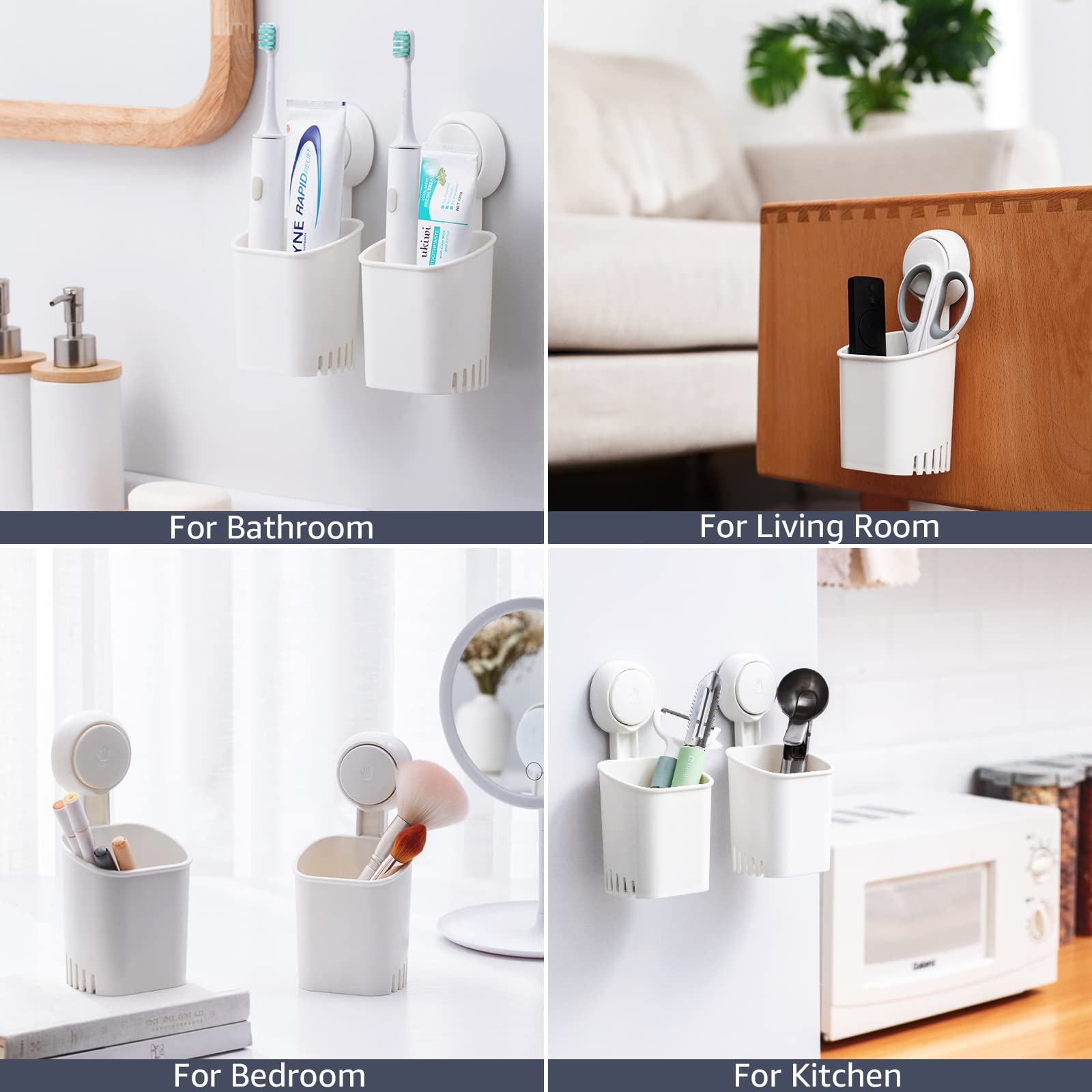 TAILI NICE Series Suction Toothbrush Holder – No-Drill Self-Draining Organizer