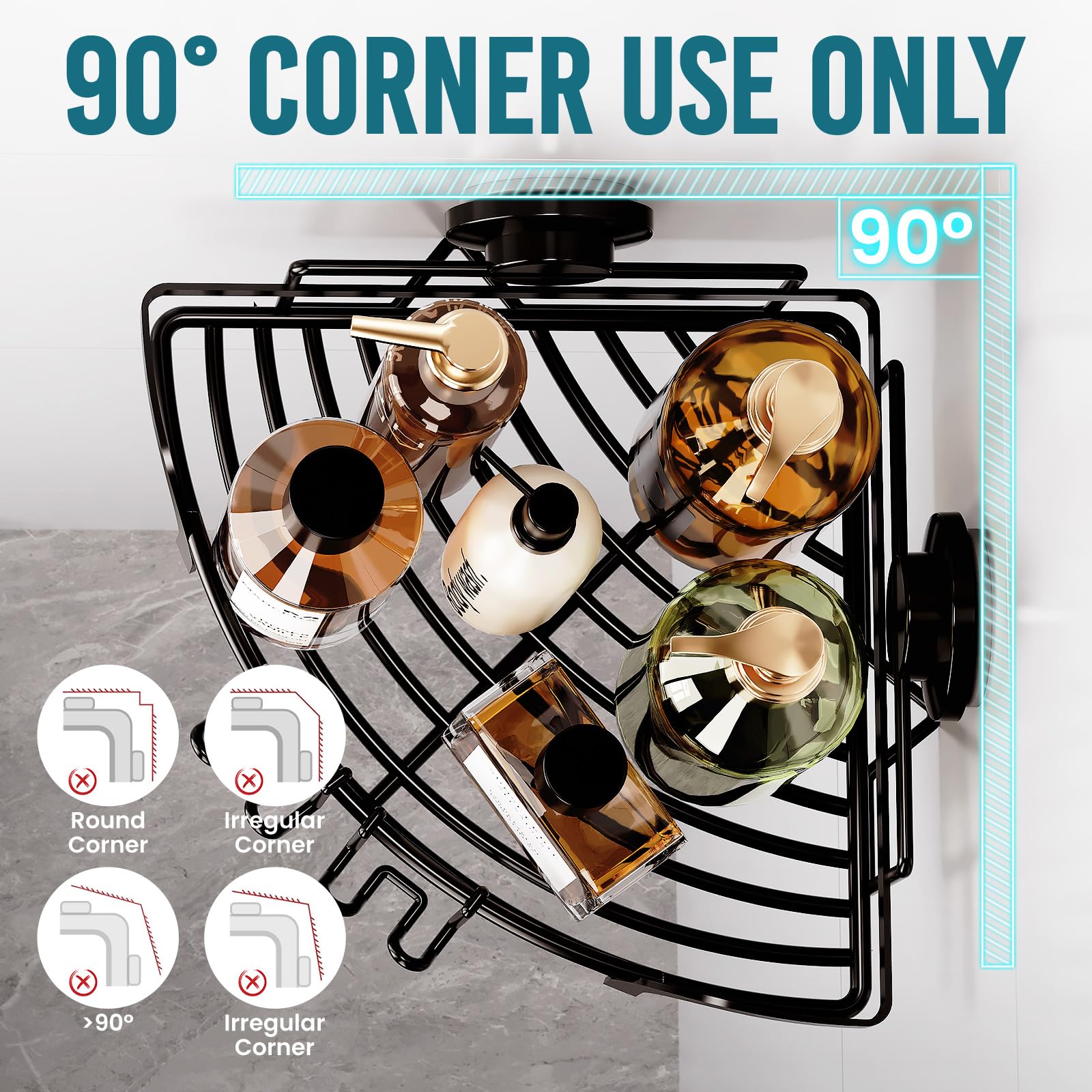 TAILI TraceSeries Suction Corner Shower Caddy