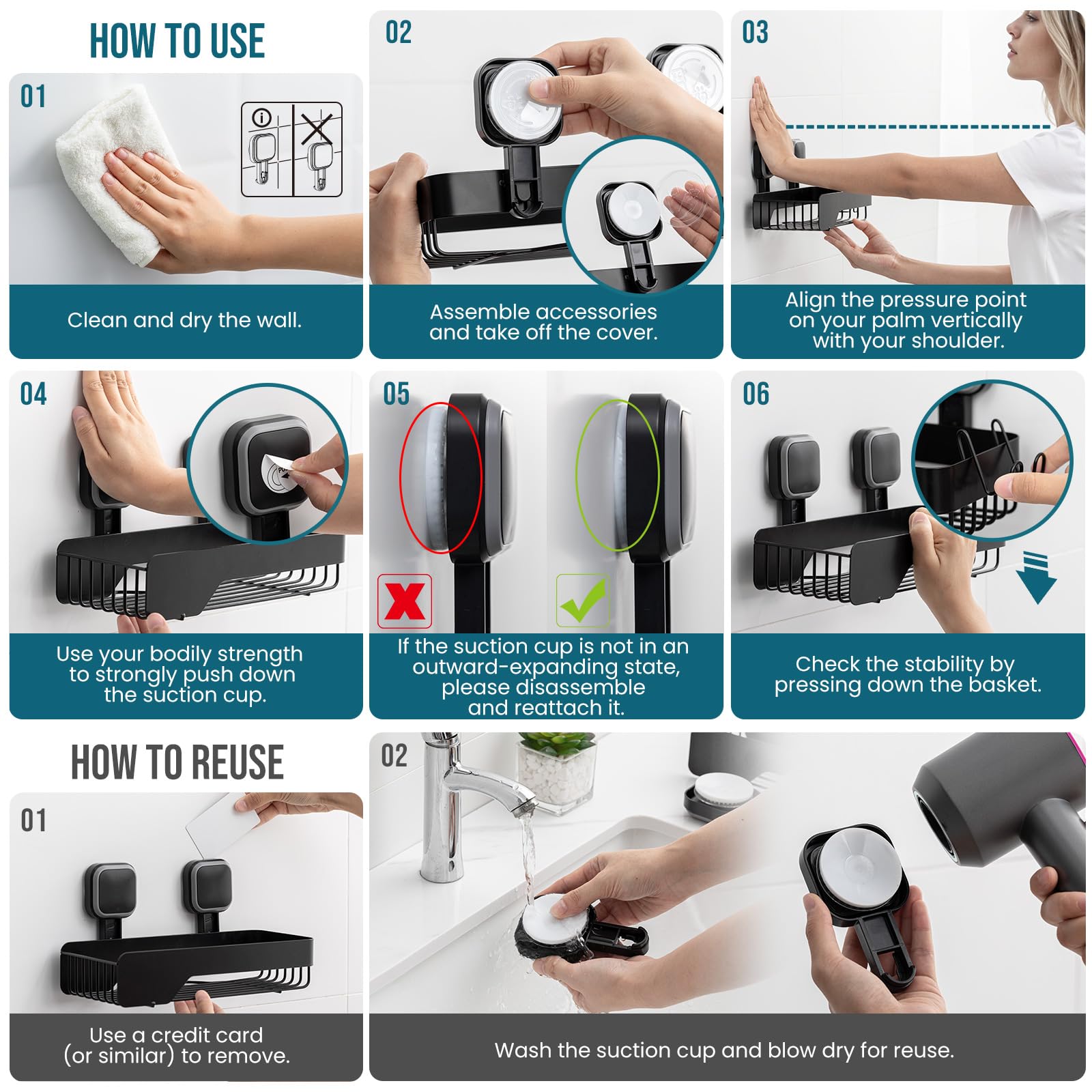 TAILI Face Series Suction Shower Caddy