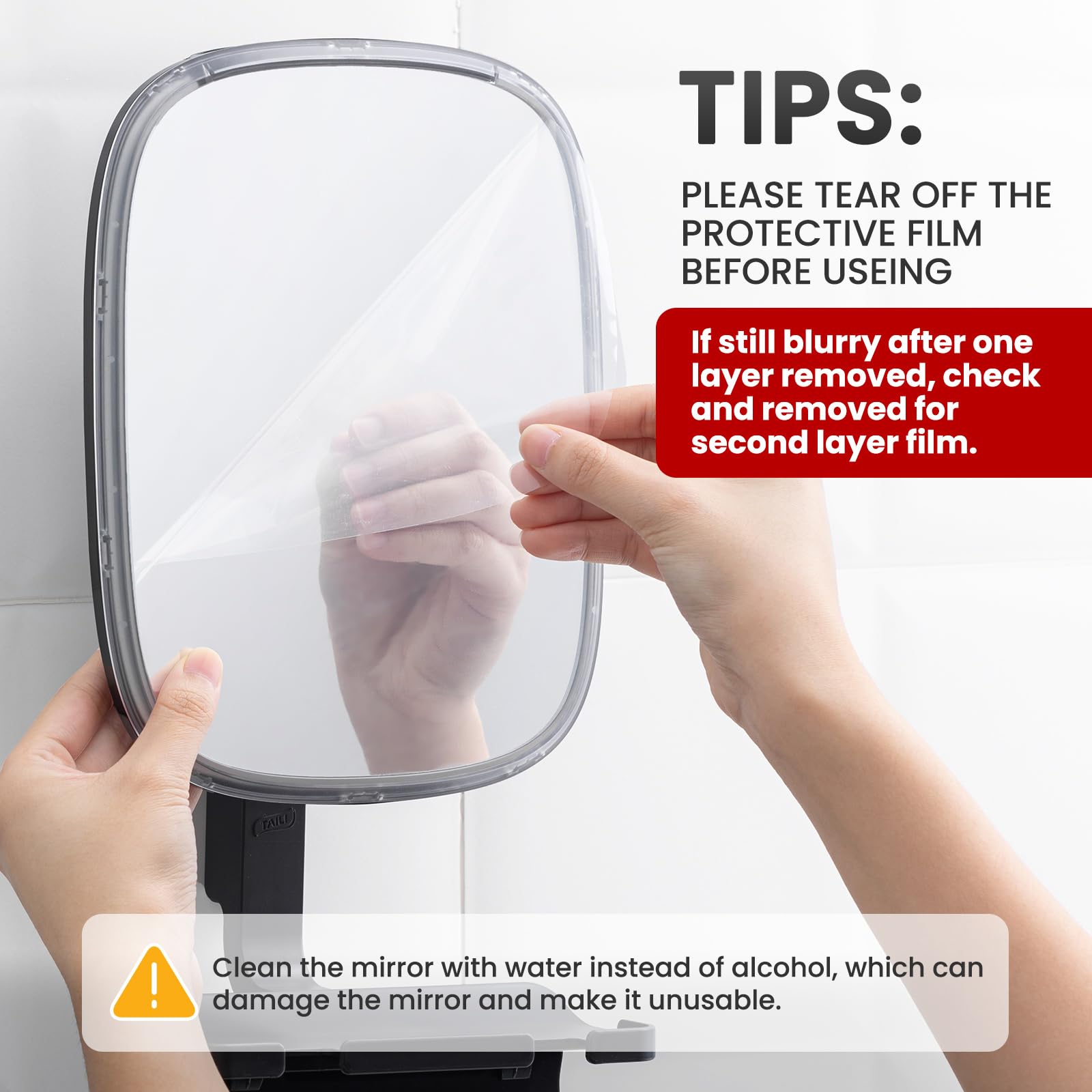 TAILI NICE Series Fogless Shower Mirror – Suction Shaving Mirror with Razor Holder