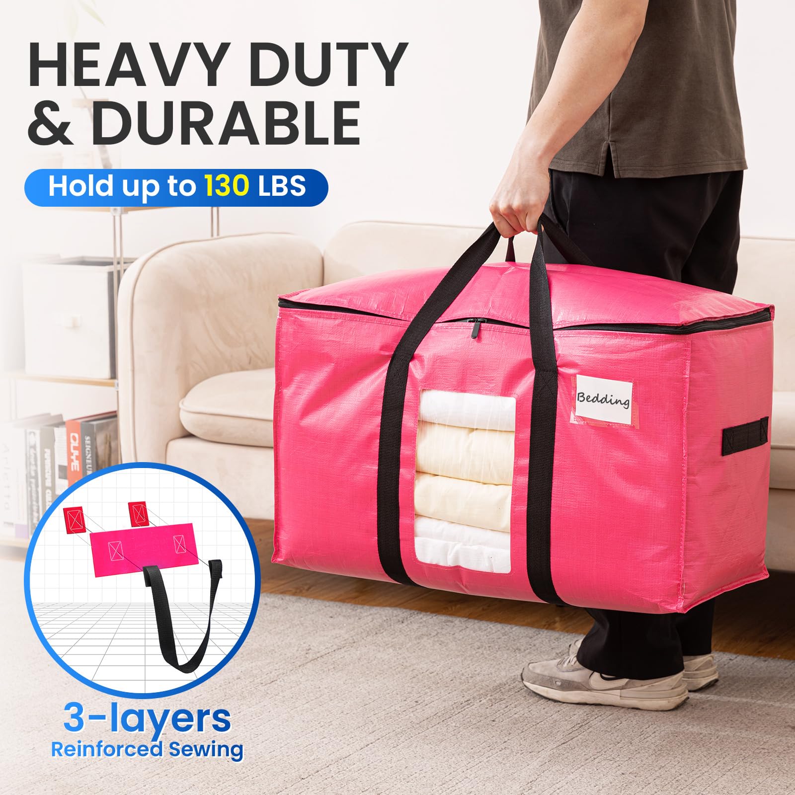 TAILI Pink Extra Large  Moving Bags with Window