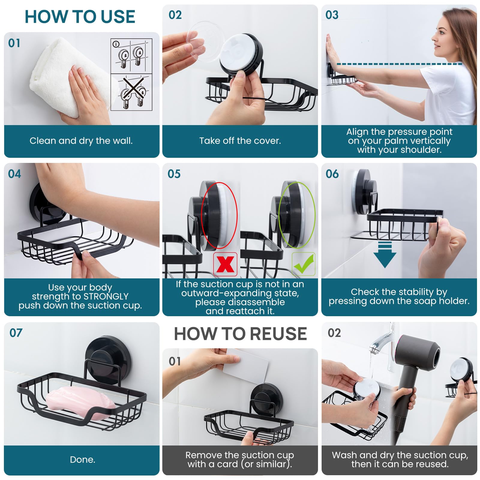 TAILI TRACE Series Suction Soap Dish Holder – Stainless Steel No-Drill Organizer