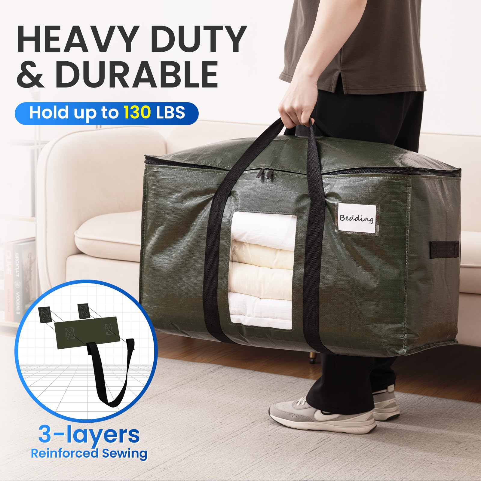 TAILI Green Extra Large Moving Bags with Window