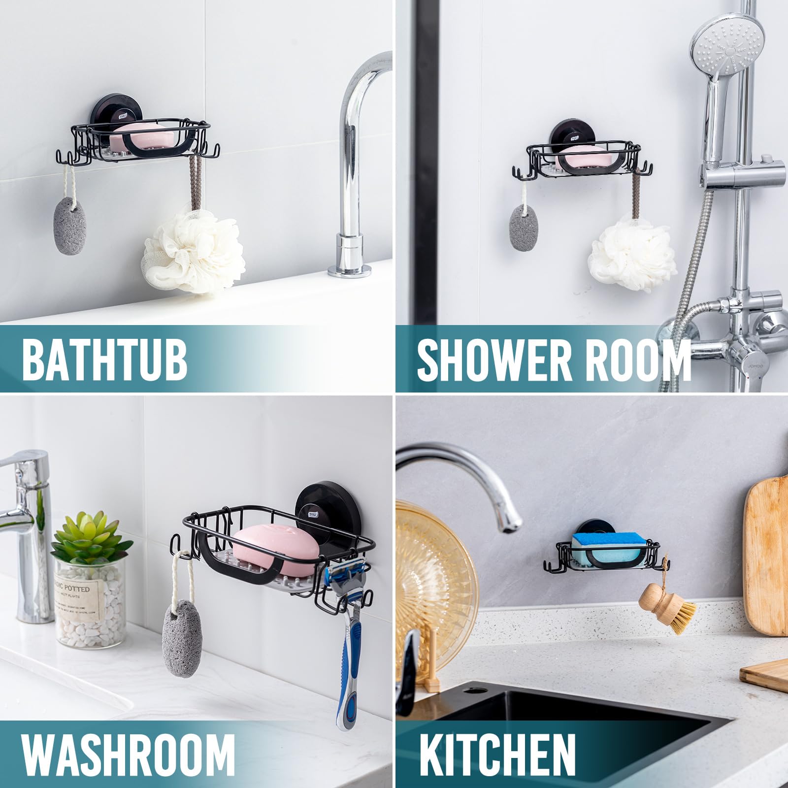 TAILI Line Series Suction Soap Holder with Hooks