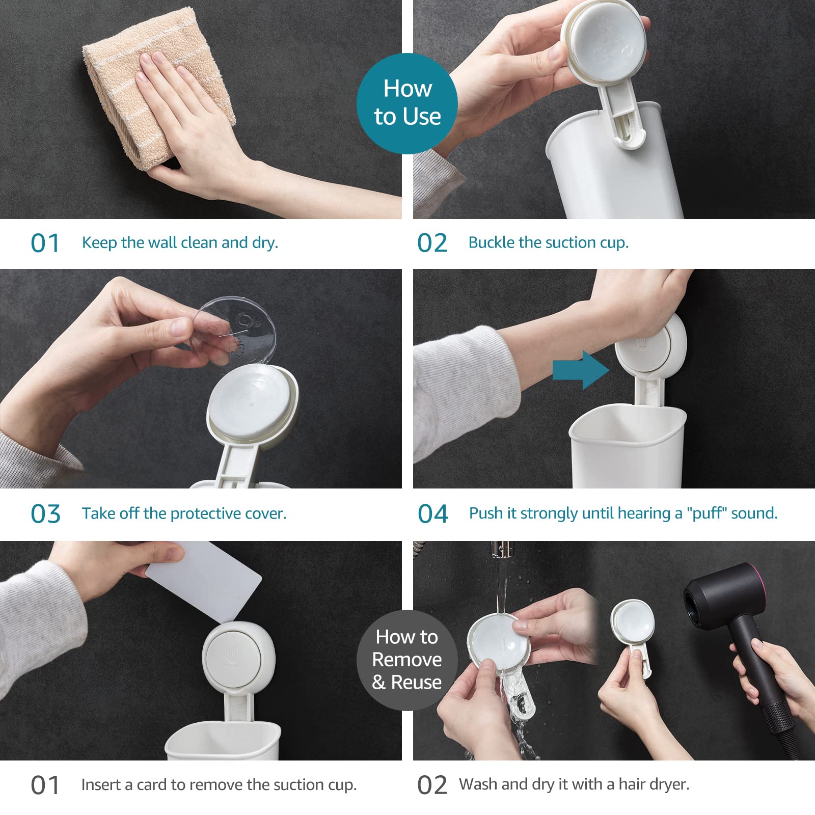 TAILI NICE Series Suction Toothbrush Holder – No-Drill Self-Draining Organizer