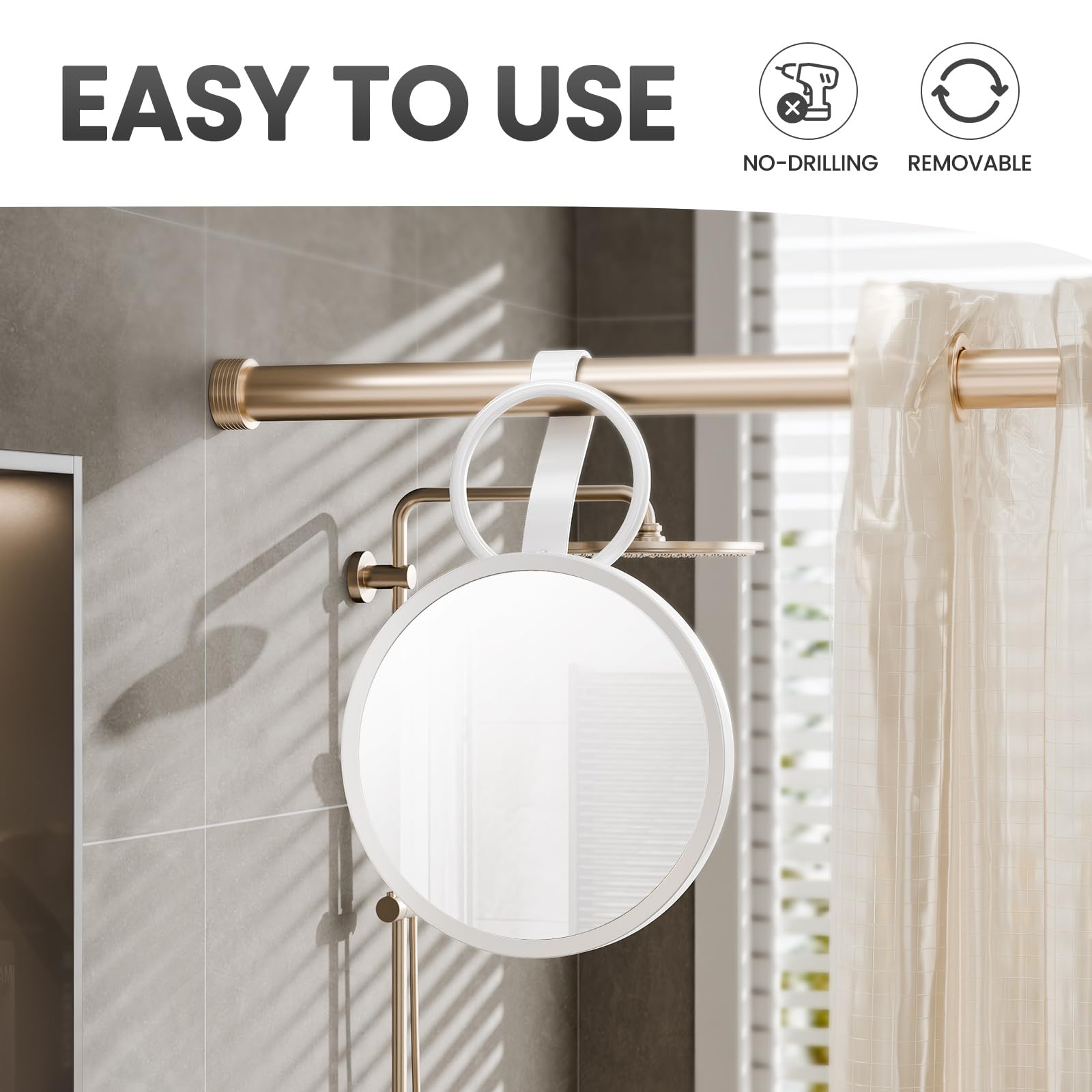 TAILI Fogless Shower Mirror – Removable Hanging Shaving Mirror