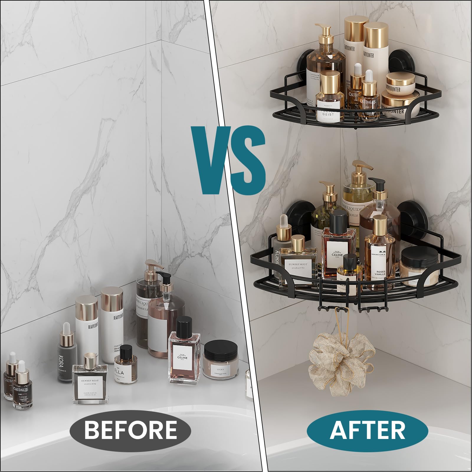 TAILI TraceSeries Suction Corner Shower Caddy