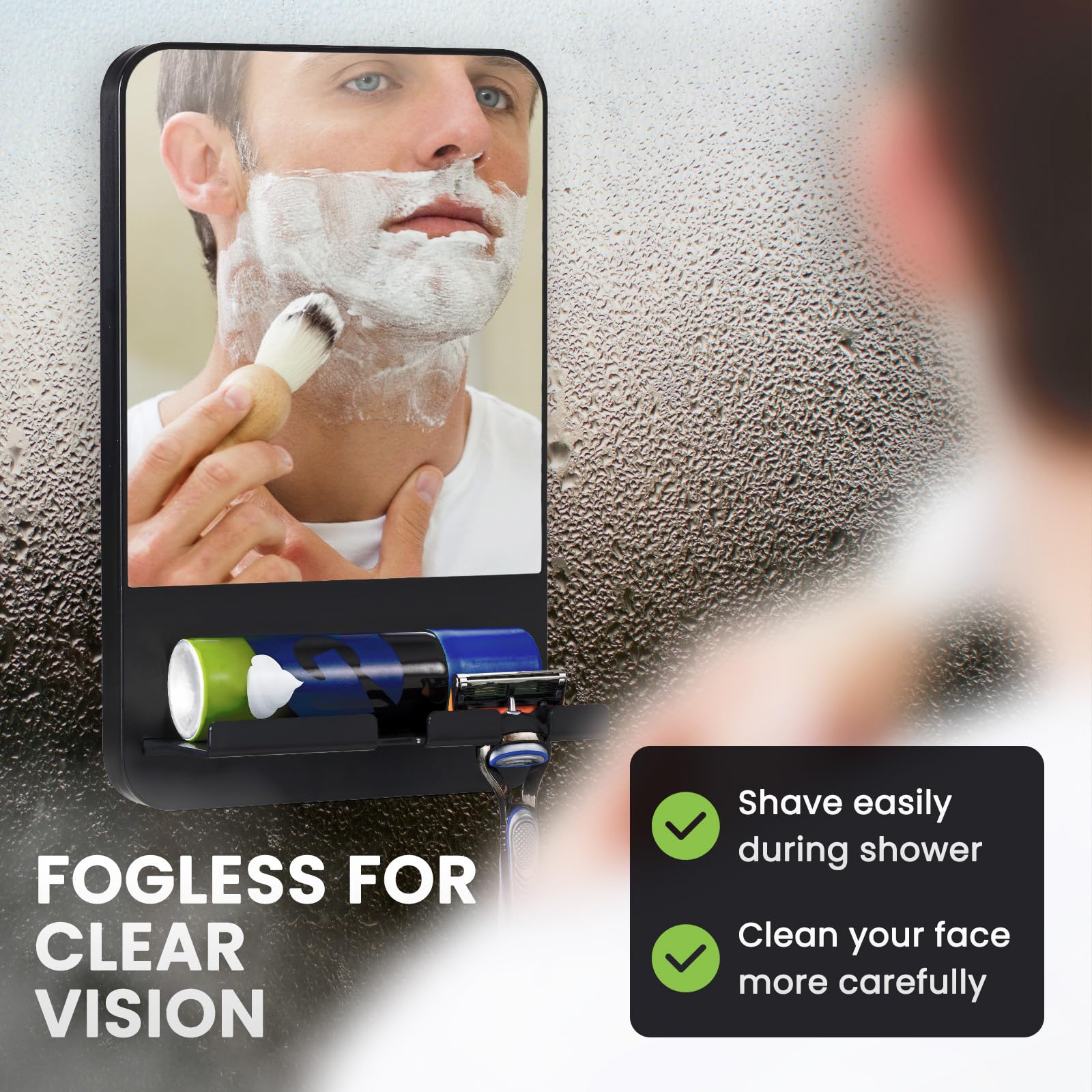TAILI NICE Series Anti-Fog Shower Mirror with Razor Holder