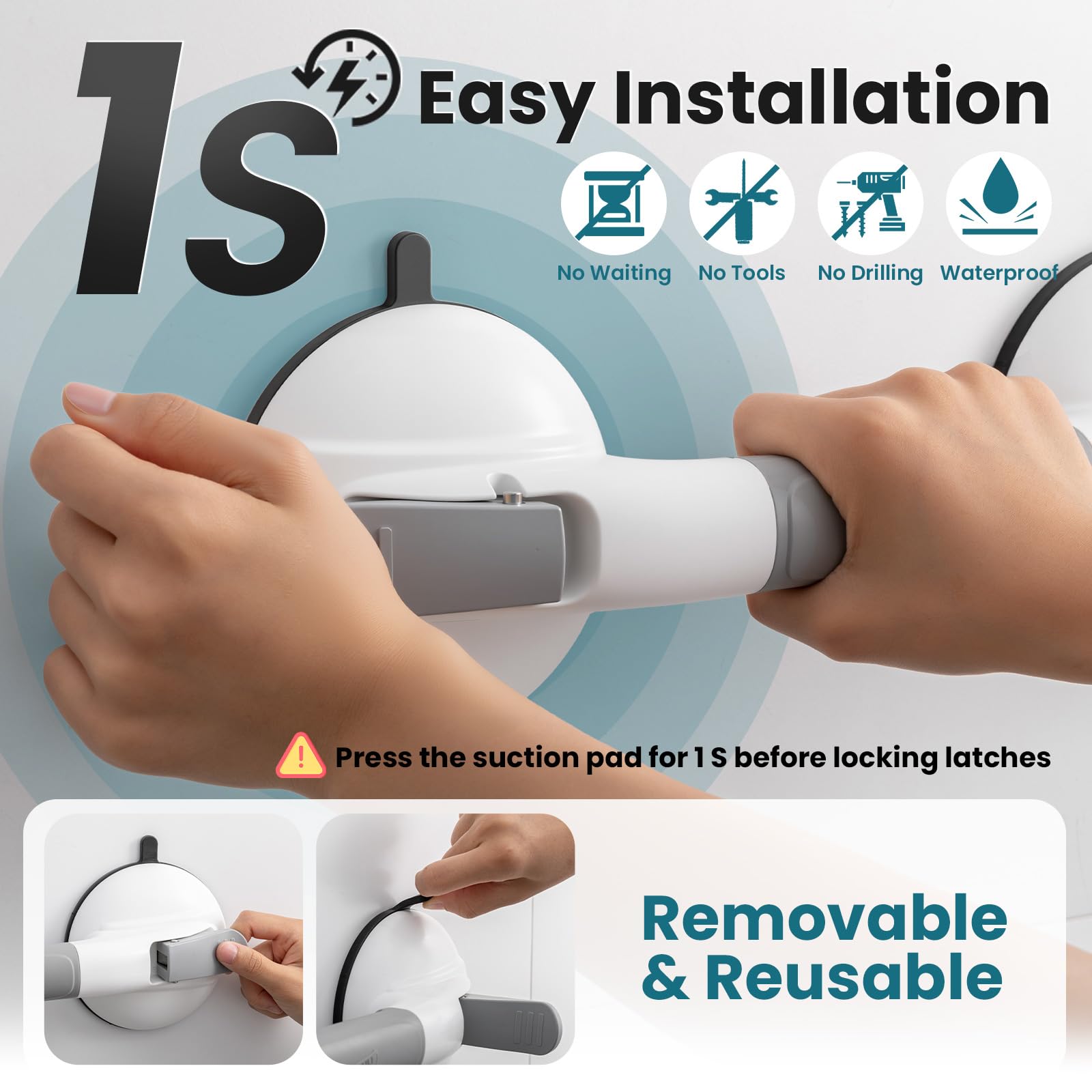 TAILI Lock Series Suction Shower Grab Bar – No-Drill Safety Support