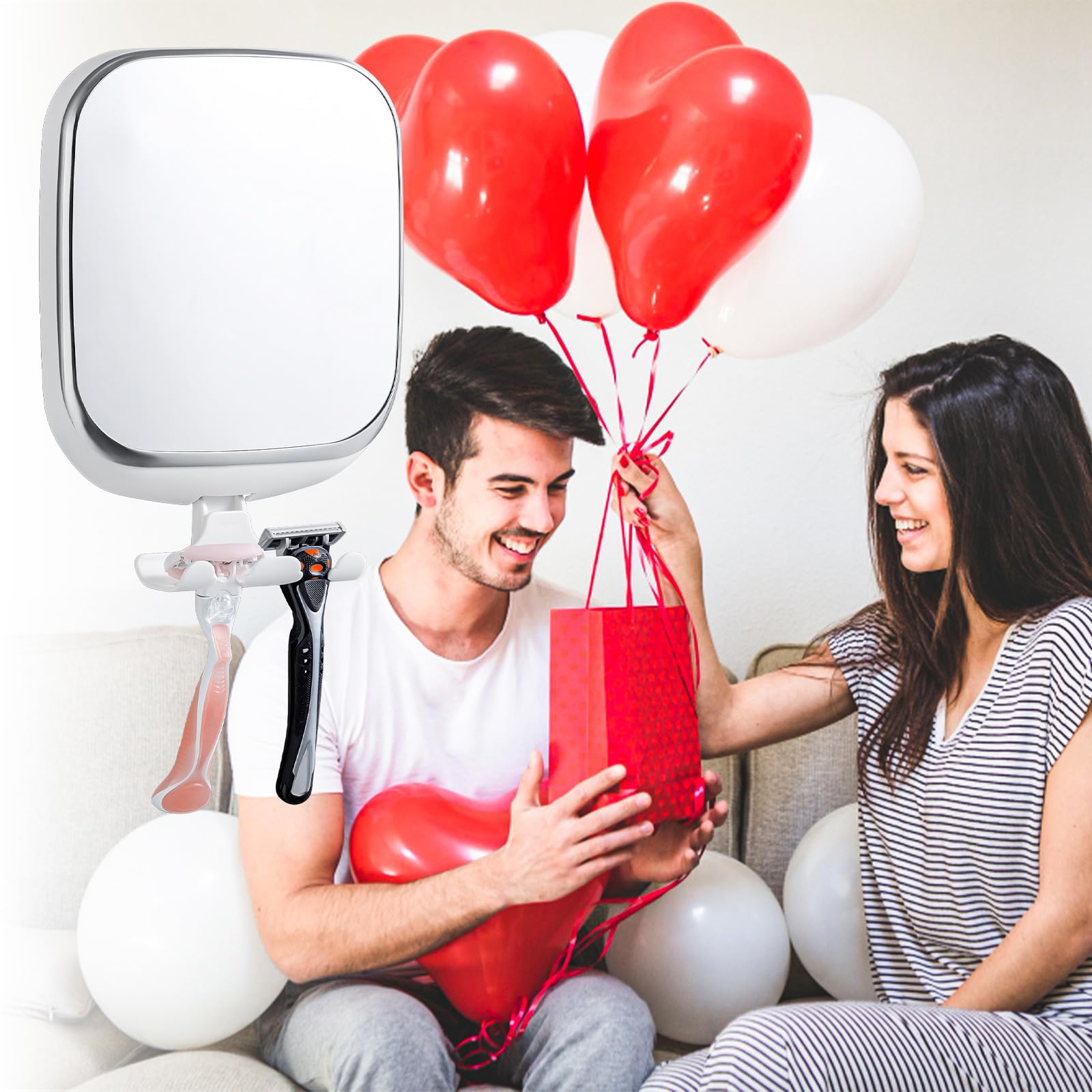 TAILI Nice Series Fogless Shower Shaving Mirror – No-Drill Suction Wall Mount