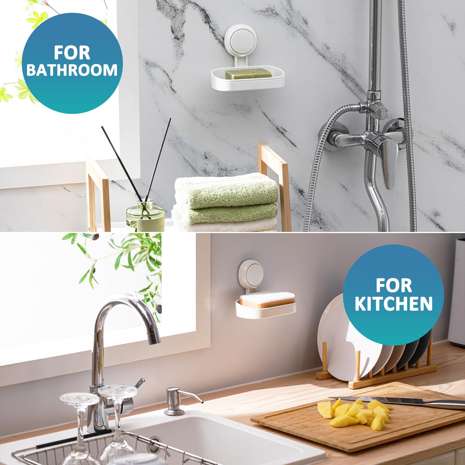 TAILI NICE Series Suction Soap Dish Holder – No-Drill Bathroom Organizer