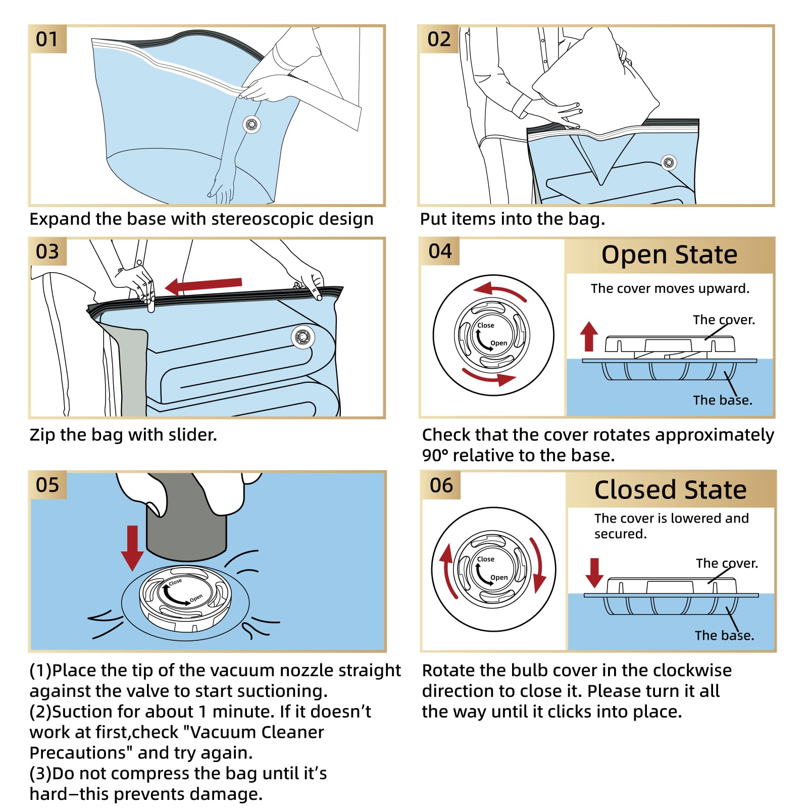 TAILI Cream Cube Vacuum Storage Bags