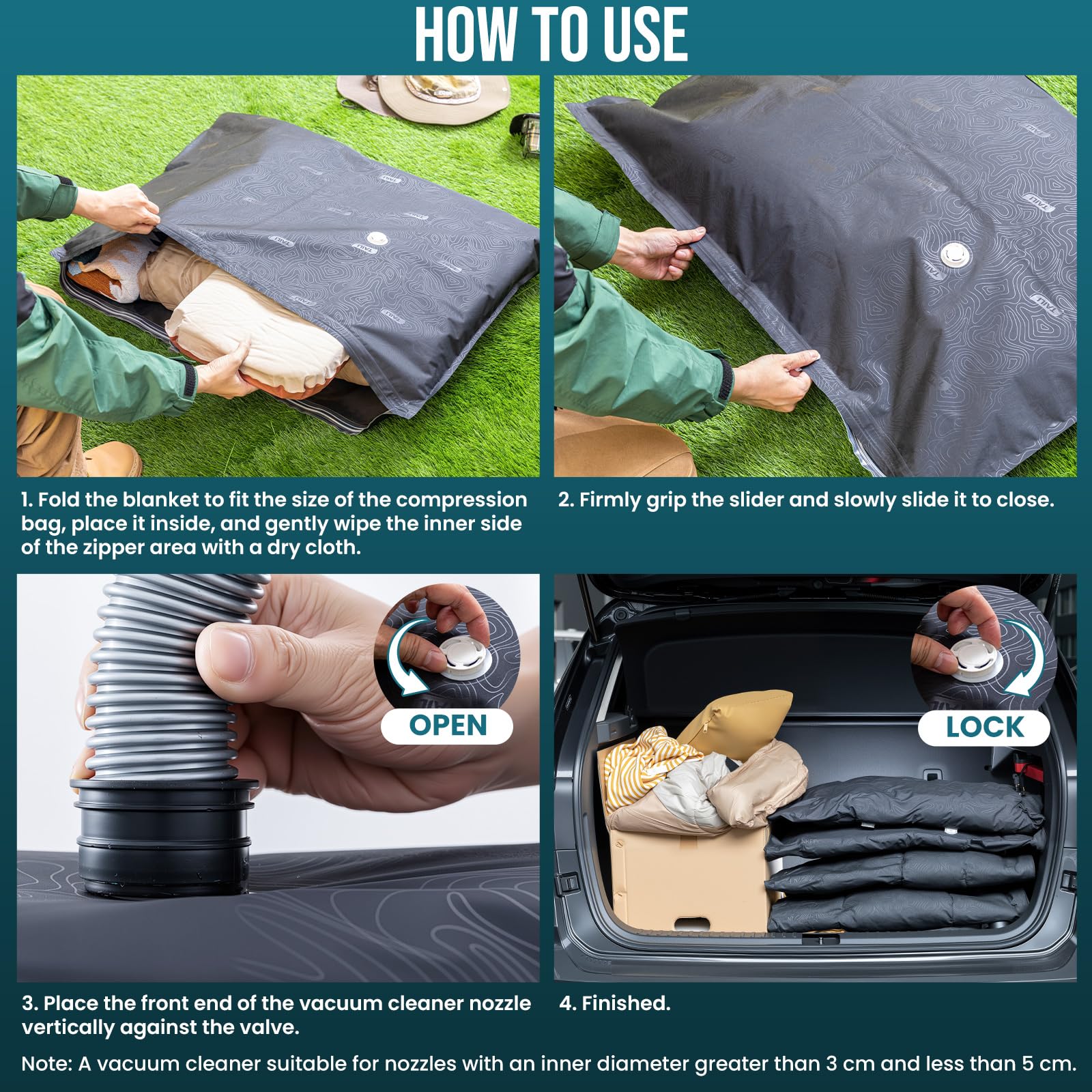 TAILI Black Outdoor Vacuum Storage Bags