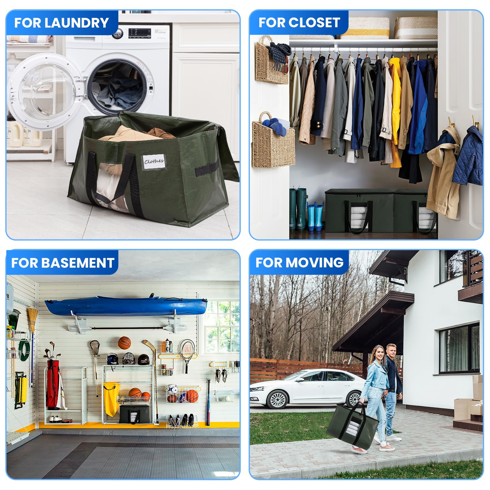 TAILI Green Extra Large Moving Bags with Window