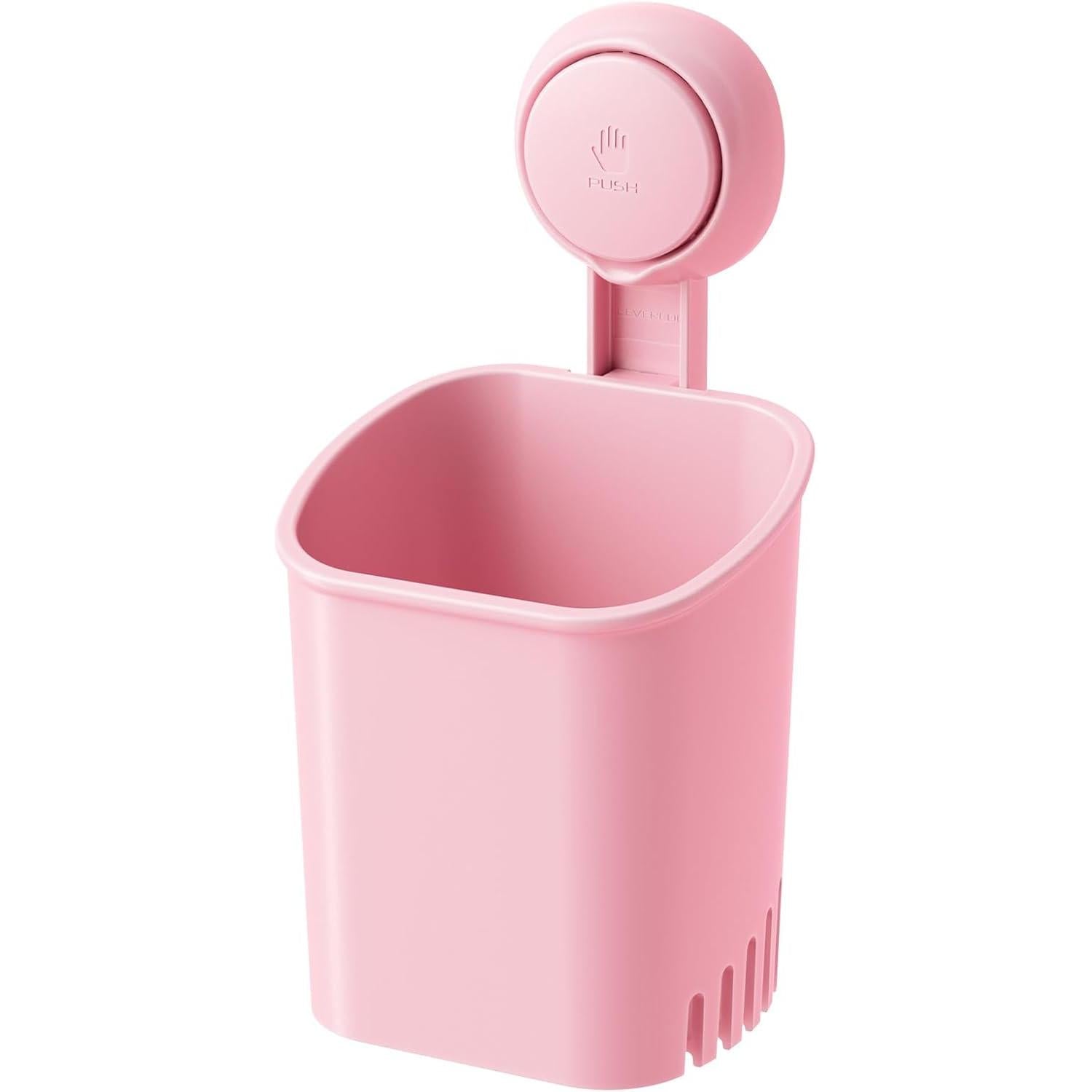 LEVERLOC Powerful Suction Cup Toothbrush Holder, Drill-Free Wall Shower Holder for Toothbrush, Toothpaste, Razor, Removable Suction Cup in Shower, Self-draining Kitchen Tableware Organizer, White