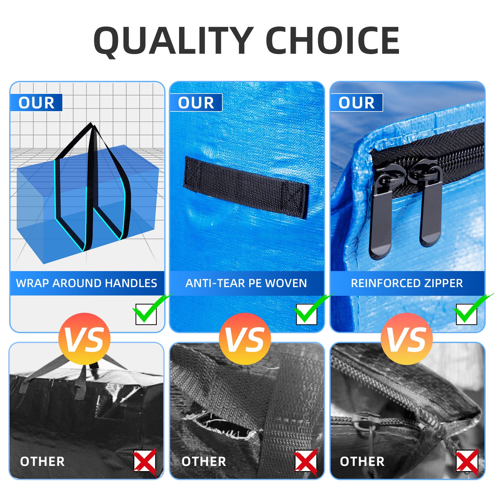 TAILI Blue Extra Large Moving Bags with Window