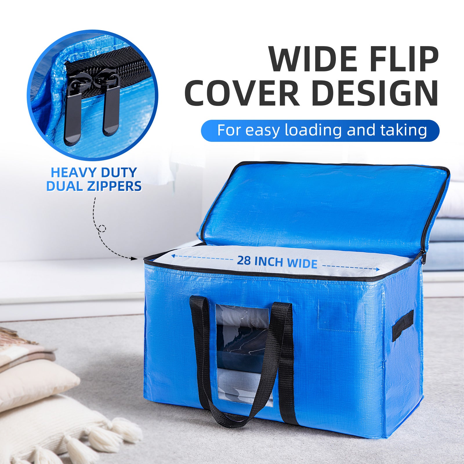 TAILI Blue Extra Large Moving Bags with Window